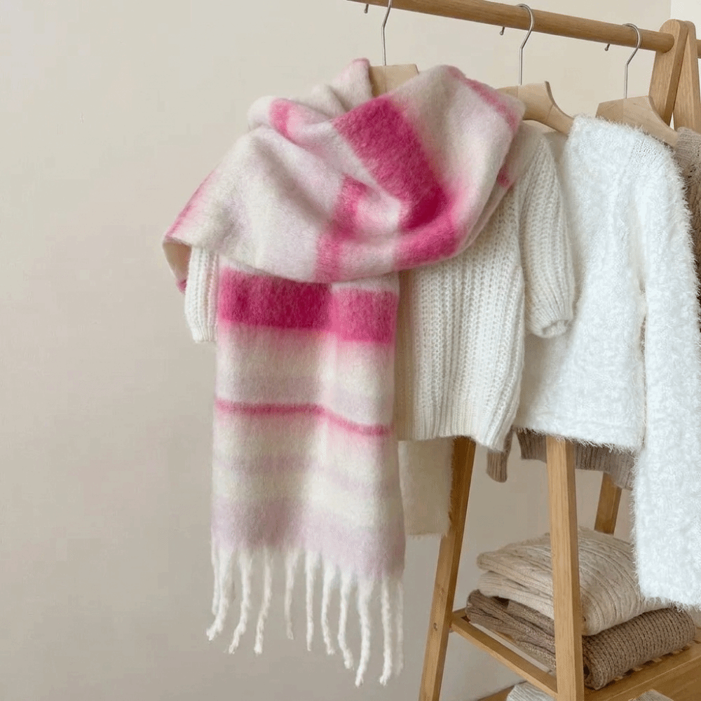 Syal Wol Bergaris Mohair Elega - Wool Scarf Men ulasan dan harga